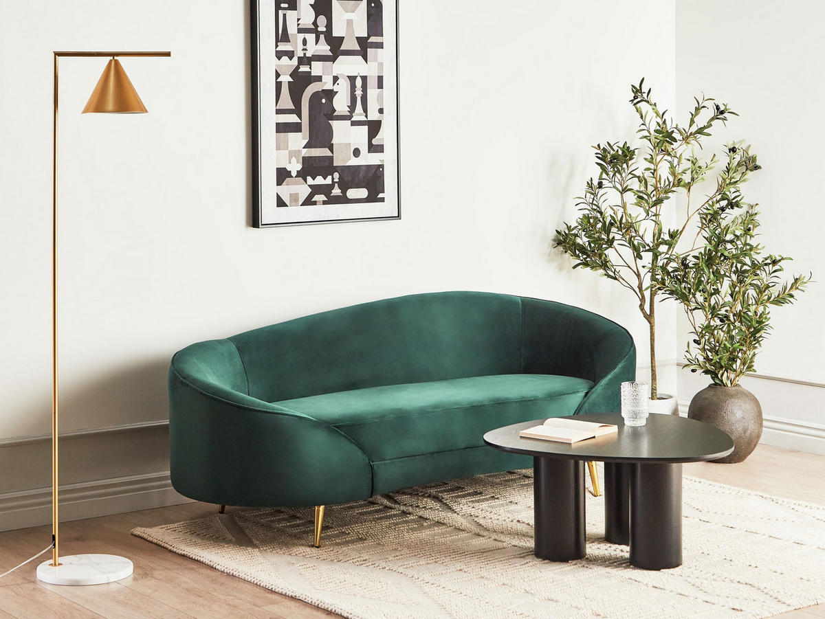 3-SITZER-SOFA Samtstoff Smaragdgrün Savar - Hellgrün, Textil (183/75/85cm) - Beliani