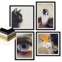 WANDBILDER 4er-Set - 50x50 cm & 40x60 cm Schwarzer Rahmen - Porträt einer Frau, Auge, Farben, Emotionen - Schwarz, Kunststoff (50/50cm) - ArtPrintCave