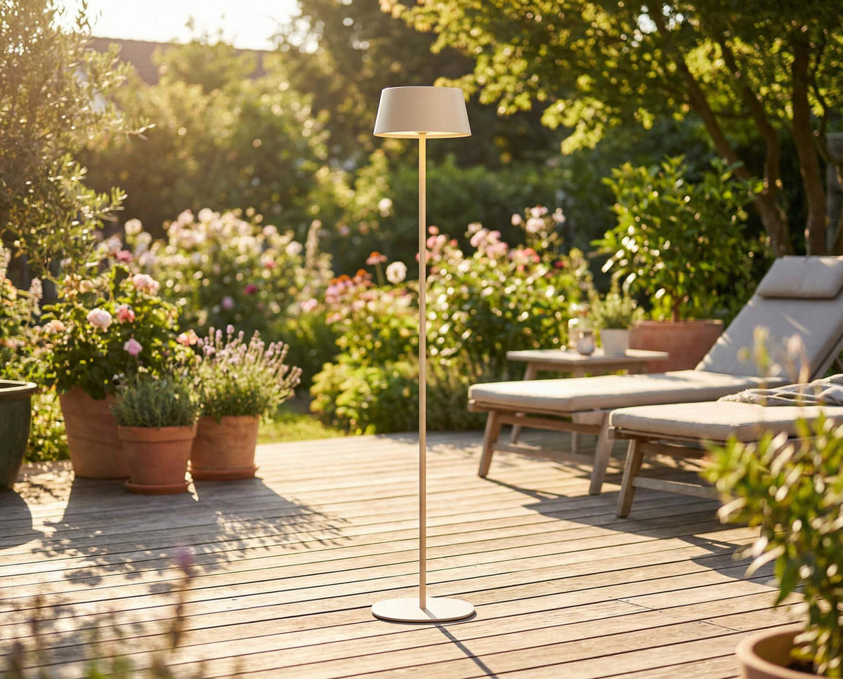 LED-STEHLEUCHTE Solar Outdoor bis zu 120cm Metall beige - Beige, Metall (23/23/120cm) - Northpoint