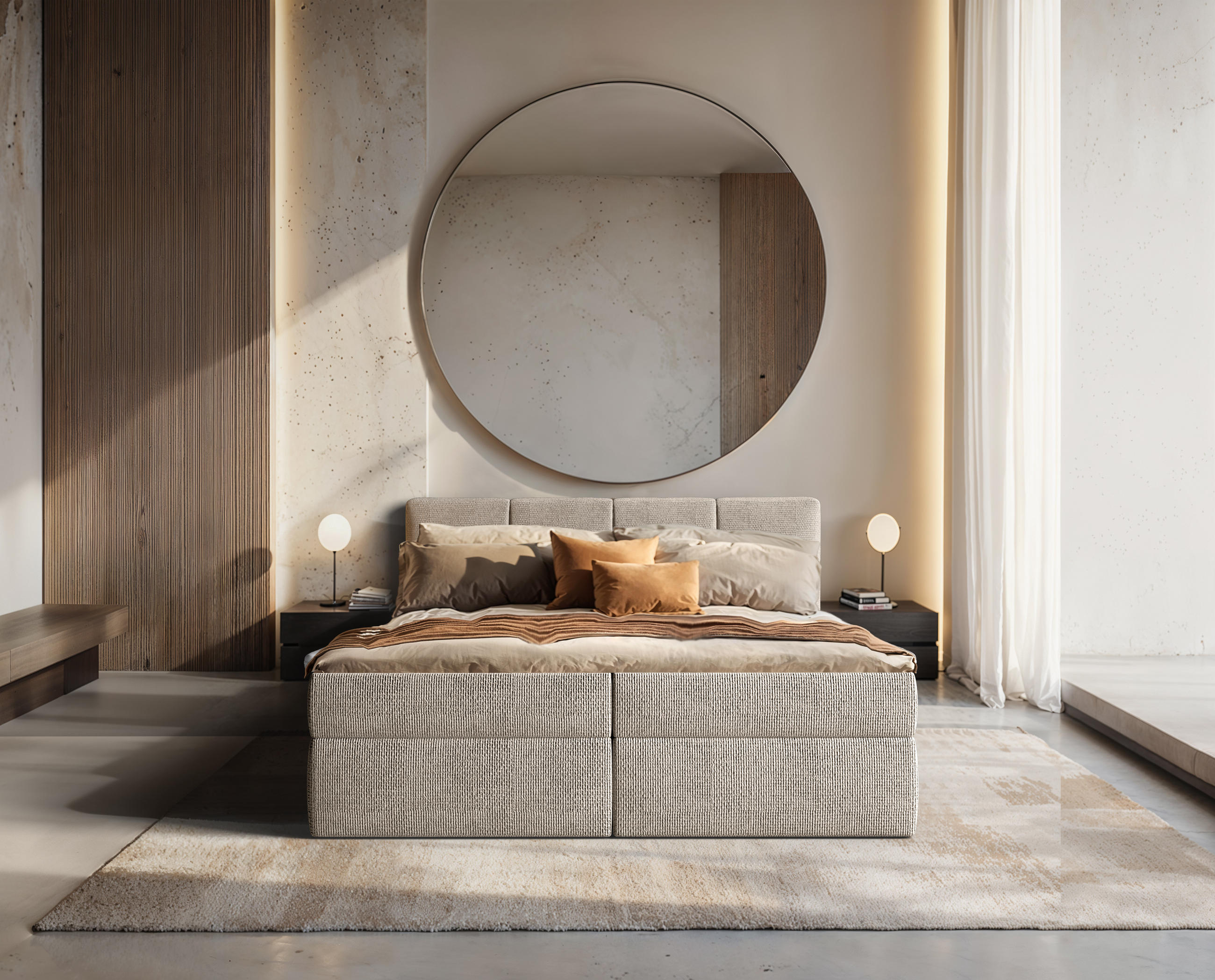 BOXSPRINGBETT Ruhe 180x200 – in hellgrau, Kaltschaum-Topper, großem Bettkasten - Hellgrau, Textil (180/200cm)