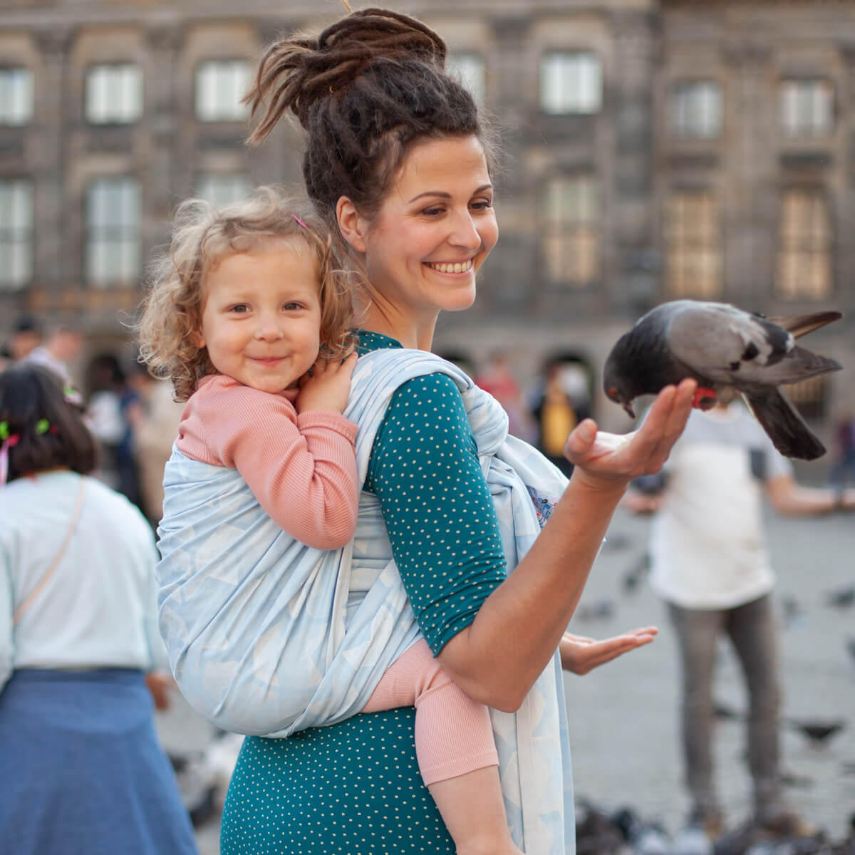 BABYTRAGETUCH Gewebtes Tragetuch kbA - Weiß/Hellblau, Textil (70/0.1/540cm) - Hoppediz