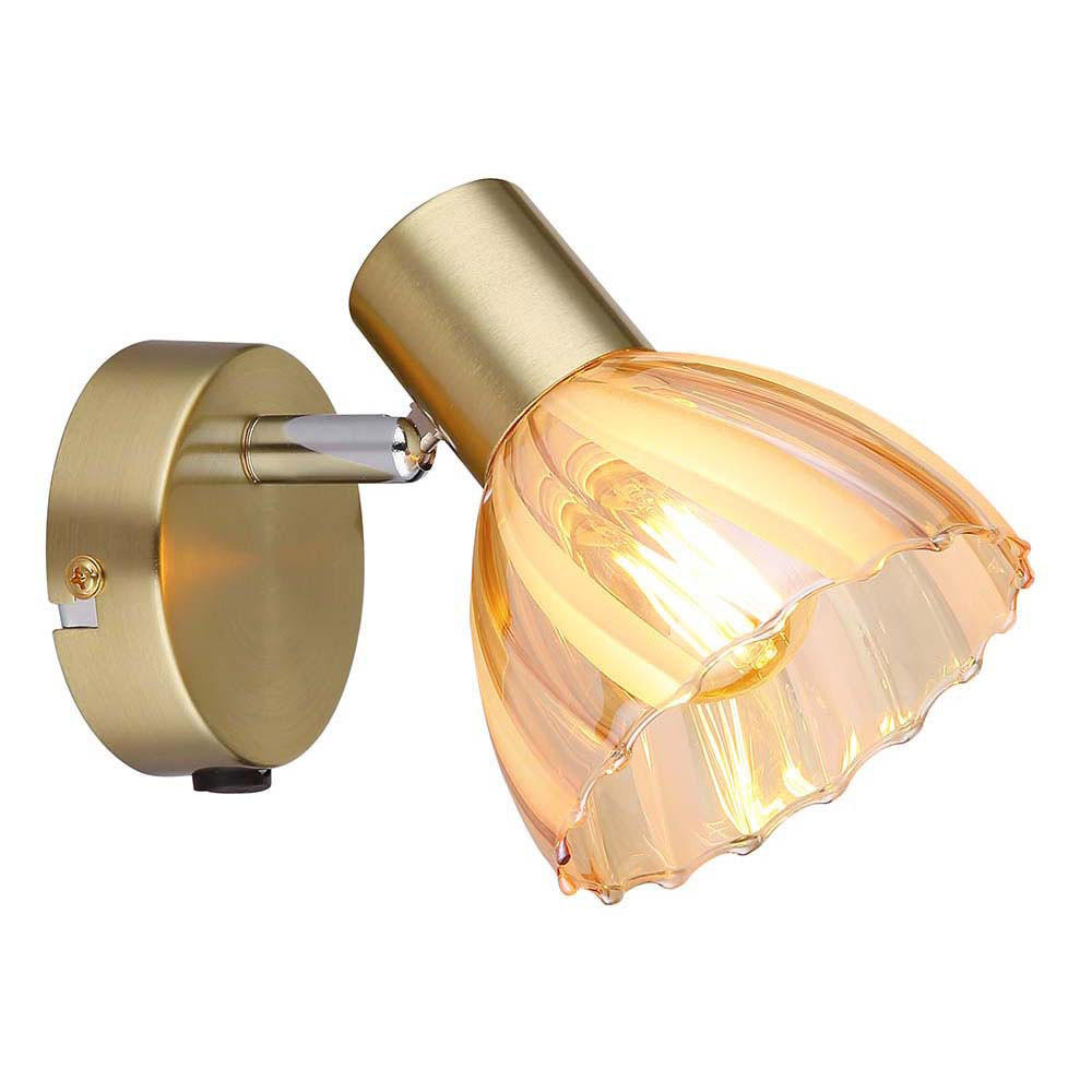 WANDLEUCHTE Metall Glas Messing - Messingfarben, Glas (10/12.5/16cm) - Globo Lighting