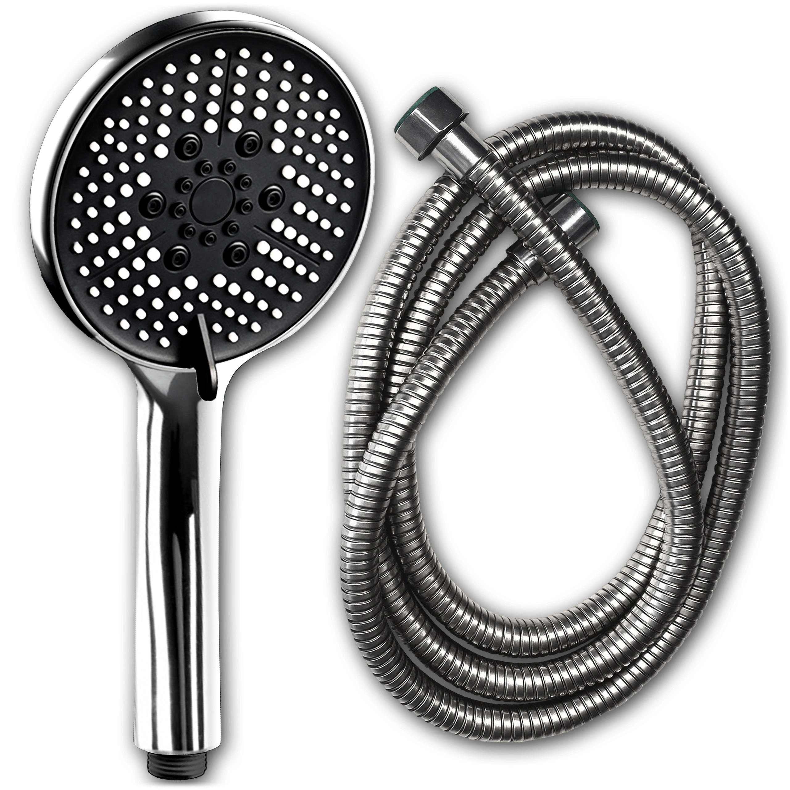 DUSCHKOPF mit Schlauch - Silberfarben, Kunststoff (12cm) - KRUMAD