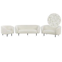 6-SITZER-SOFA SET Bouclé weiß/schwarz Loen - Schwarz/Weiß, Textil (70/70/200cm) - Beliani