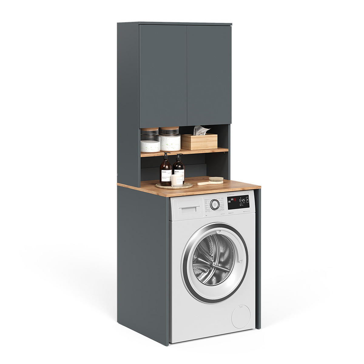 WASCHMASCHINENSCHRANK Viktor Anthrazit/Goldkraft Eiche 68 x 88.2 cm 2 Teile mit Regal - Honigeiche/Anthrazit, Holzwerkstoff (68/88.2/60cm) - Vicco