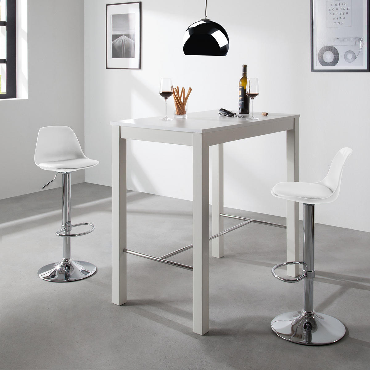 BARSTUHL - 2er-Set - Kunststoff / Edelstahl - Weiß, Kunststoff/Metall (39/83/40cm) - home24