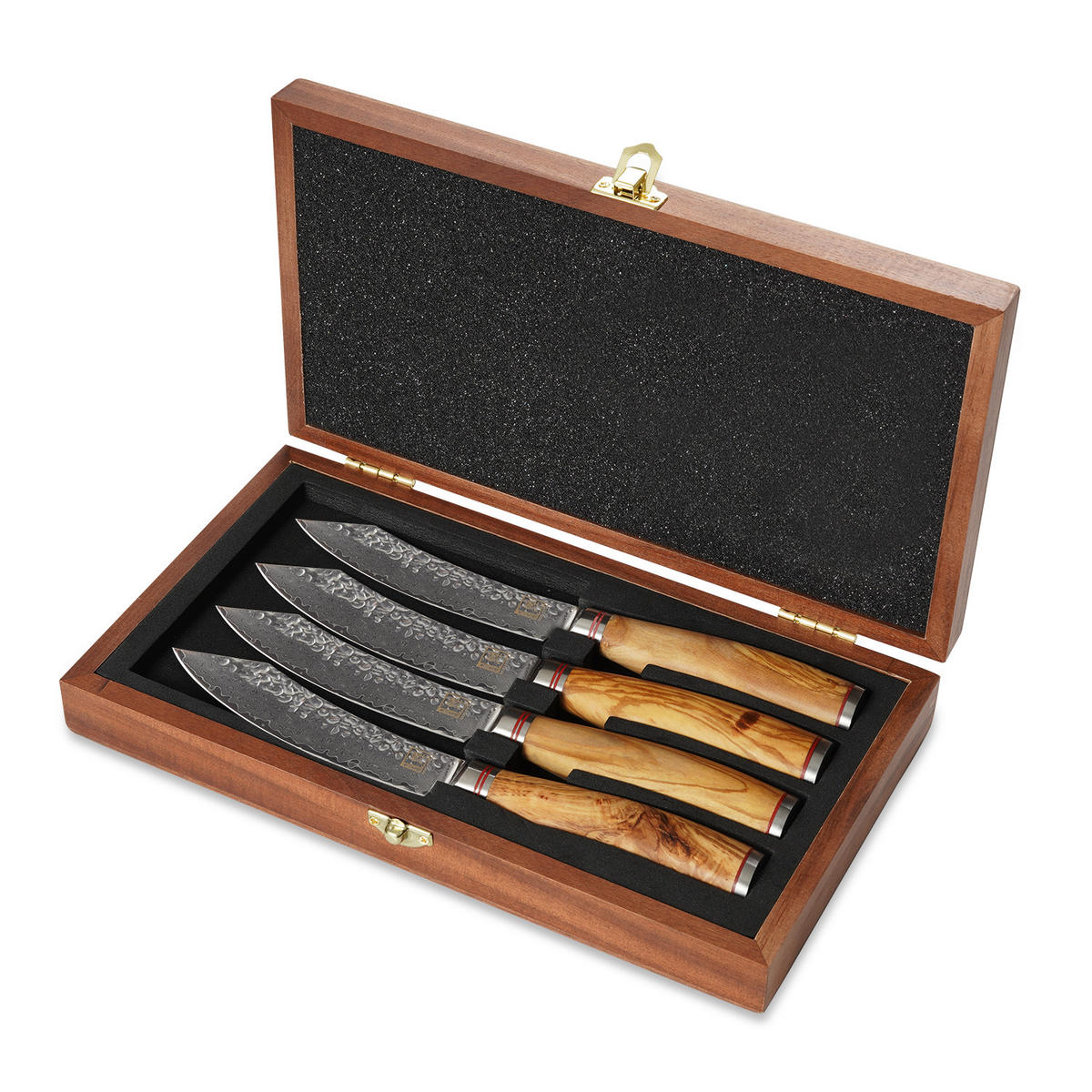 4ER STEAKMESSER-SET 12 cm - Braun, Holz/Metall - Zayiko