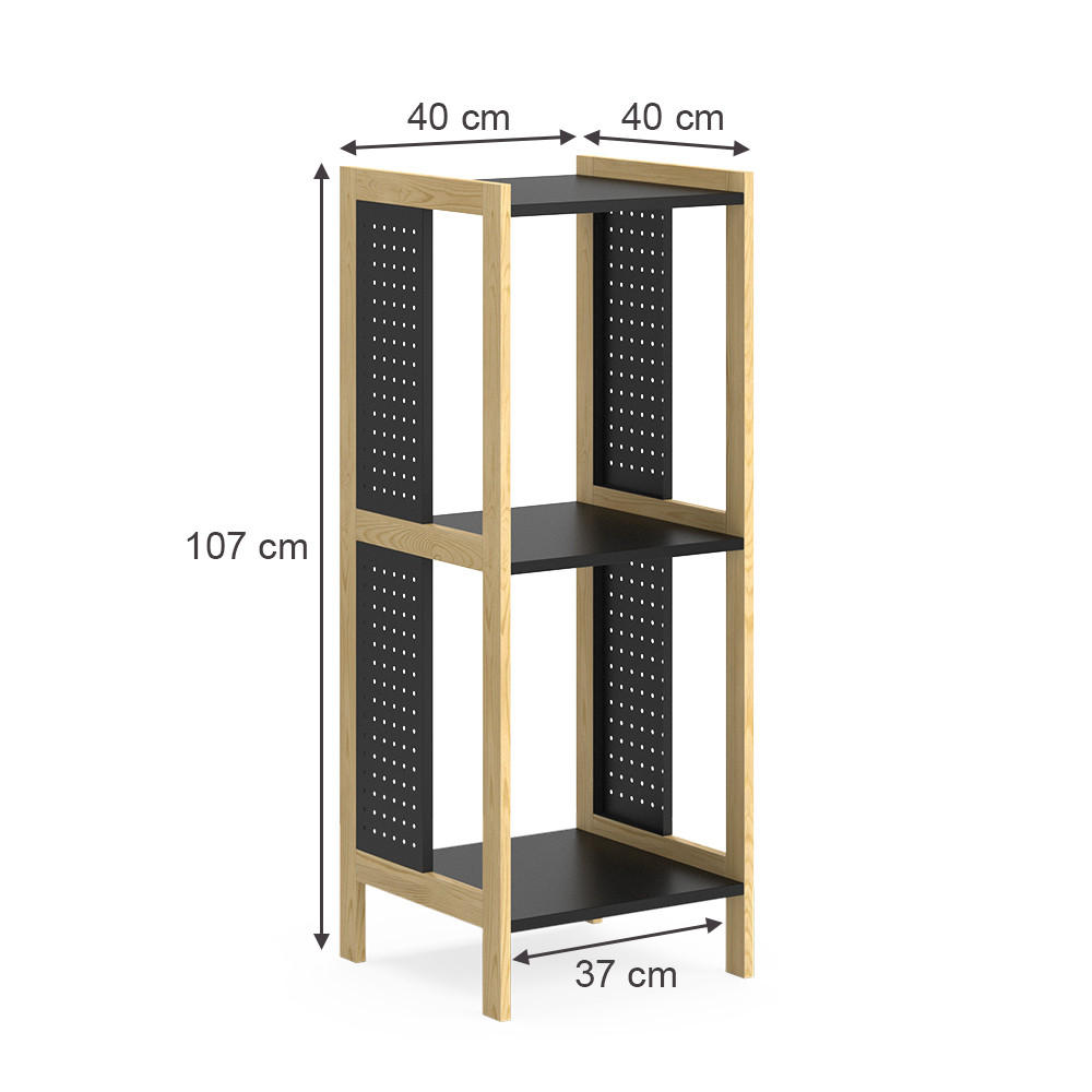 STANDREGAL Elvia Schwarz 40 x 107 cm - Schwarz/Kieferfarben, Holzwerkstoff (40/107/40cm) - Vicco
