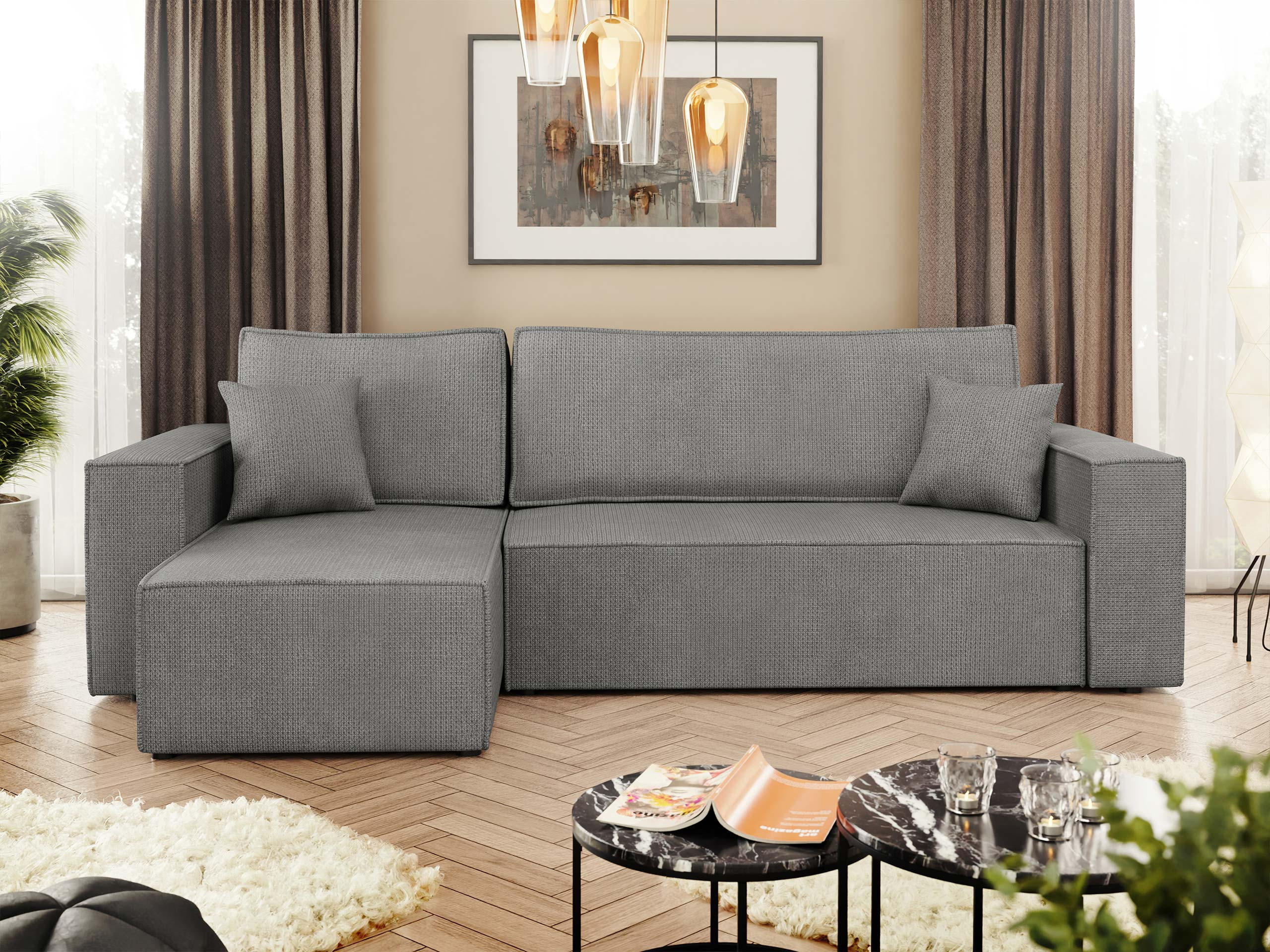 ECKSOFA Karl - Schwarz/Grau, Holz/Kunststoff (244/145cm) - MIRJAN24