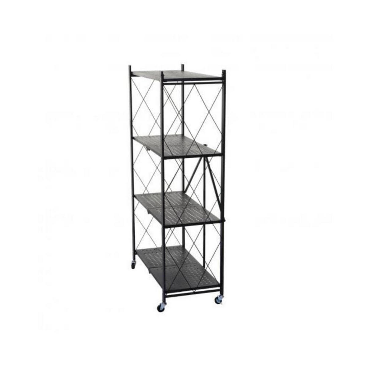 KLAPPREGAL auf Rollen 4 Fachböden Belastbarkeit 200kg 127x72x34 cm Schwarz - Schwarz, Metall (72/127/34cm) - PROREGAL