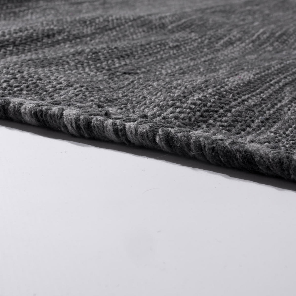 BAUMWOLLTEPPICH Unifarben mit Fransen wendbar schmutzabweisend Grau Rechteckig 120x170 - Grau, Textil (120/170cm) - KADIMA DESIGN
