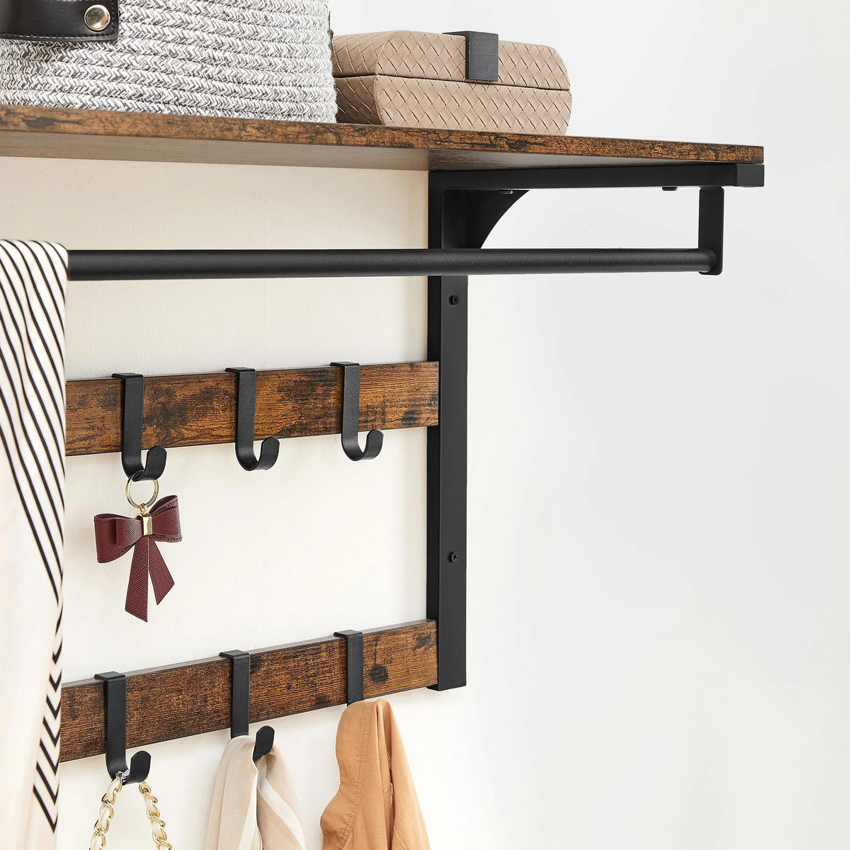 WANDGARDEROBE MIT ABLAGE - Braun, Holzwerkstoff (30/42/65cm) - Hansiro