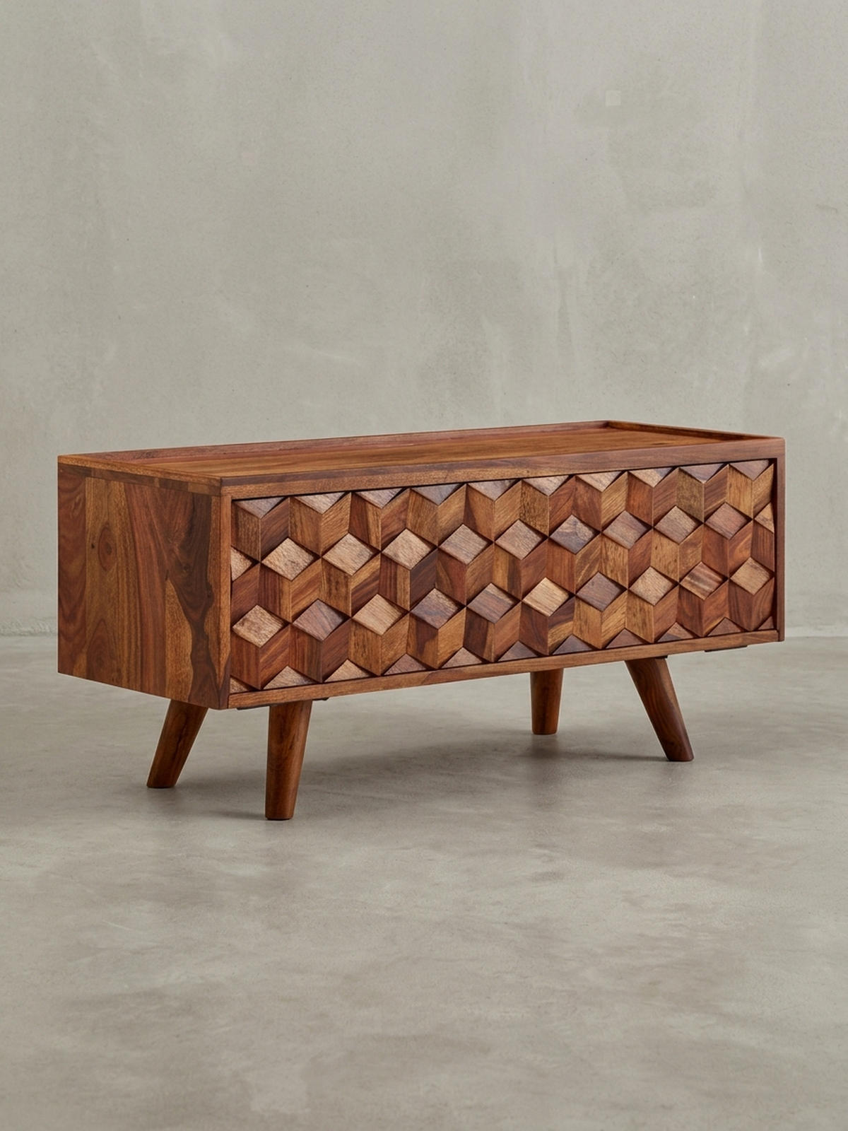 LOWBOARD Massivholz Landhausstil Modell Oasis für Fernseher bis 50 Zoll mit Kabeldurchlass - Braun, Holz (92/44/35cm) - KADIMA DESIGN