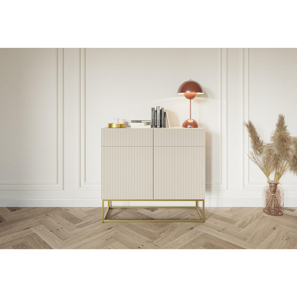 Thumbnail - Selsey Kommode, Greige, Holzwerkstoff, 2 Schubladen, eckig, 100x90x38 cm, Wohnzimmer, Kommoden & Sideboards, Kommoden
