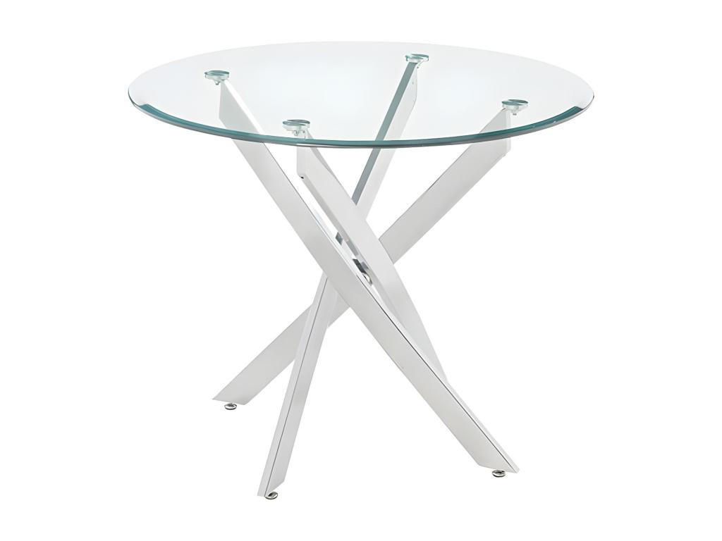 ESSTISCH rund für 2 Personen - Sicherheitsglas & chromfarbenes Metall - Chromfarben - COSIMA - Chromfarben, Glas (90/90/77cm) - Vente-Unique