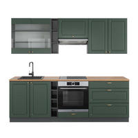 KÜCHENZEILE Fame-Line Grün-Gold Landhaus/Anthrazit 235 cm, AP Eiche - Anthrazit/Grün, Holzwerkstoff (235/81.6/60cm) - Vicco