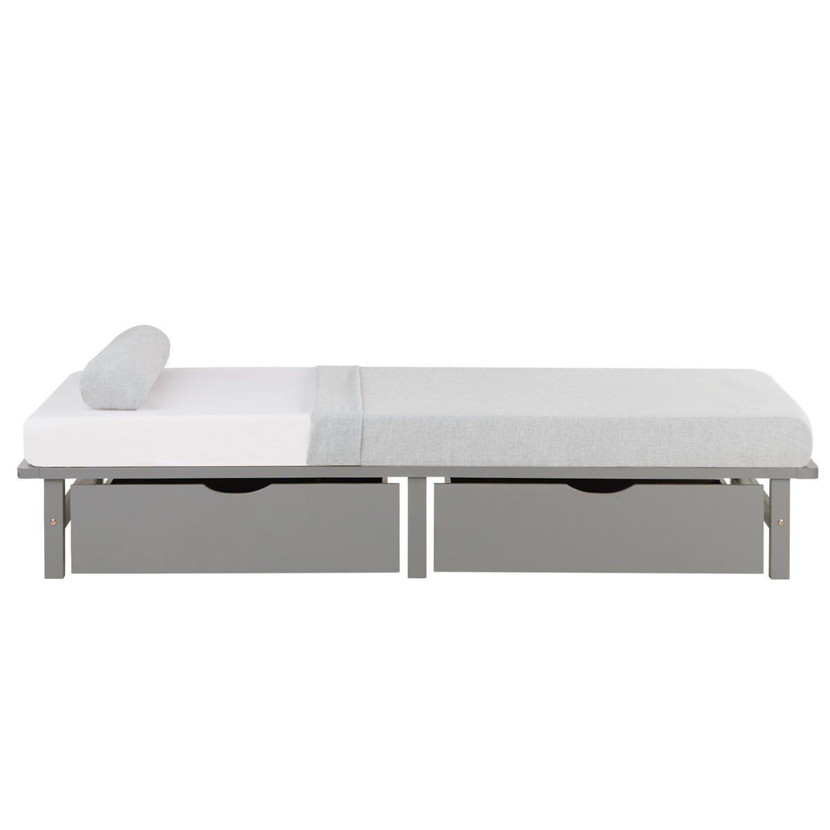 HOLZBETT mit Stauraum 90/200 cm grau - Grau, Holz (90/200cm) - Homestyle4u