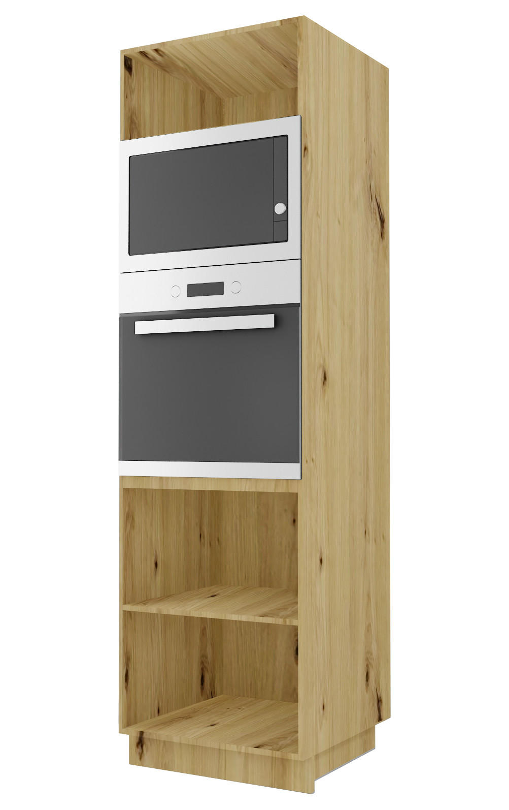 Thumbnail - Feldmann-Wohnen Backofen-Hochschrank, Grau, Eiche Artisan, Holz, 3 Fächer, Rechteckig, 60x207x59 cm, Küchen, Küchenmöbel...