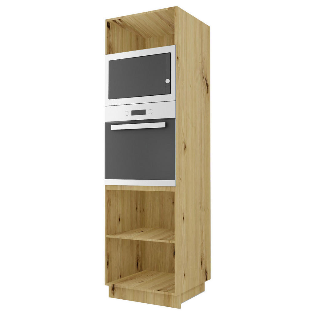 Thumbnail - Feldmann-Wohnen Backofen-Hochschrank, Mintgrün, Eiche Artisan, Holz, 3 Fächer, Rechteckig, 60x207x59 cm, Küchen, Küchenm...