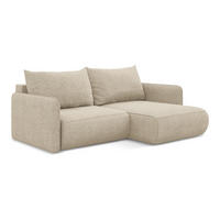 ECKSOFA mit Schlaffunktion Chenille Stoff Beige - Beige/Schwarz, Kunststoff/Textil (207/148cm) - LaMiaSofa