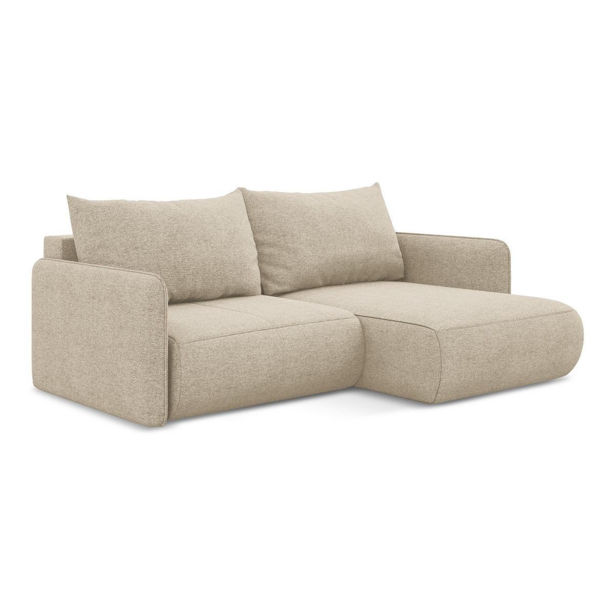 ECKSOFA mit Schlaffunktion Chenille Stoff Beige - Beige/Schwarz, Kunststoff/Textil (207/148cm) - LaMiaSofa
