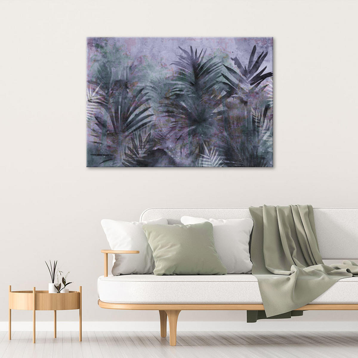 WANDBILD tropische palmenblätter lila - Lila, Textil (60/40cm) - Feeby