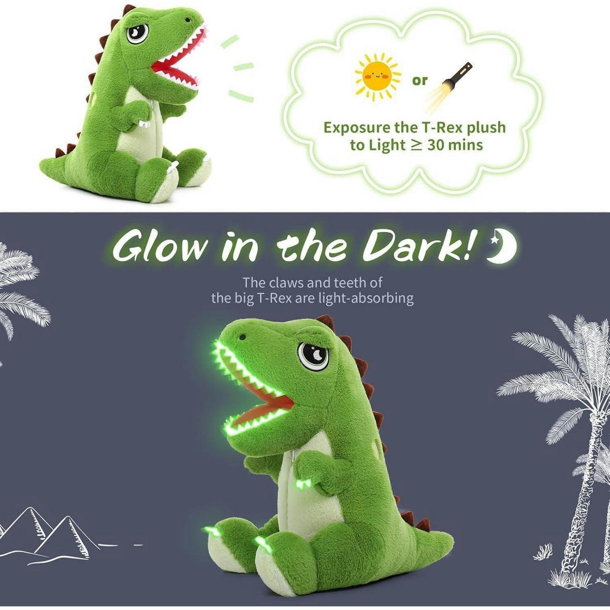 PLÜSCHTIER Dinosaurier mit Baby 50 cm Dunkelgrün - Grün, Textil (52/50cm)