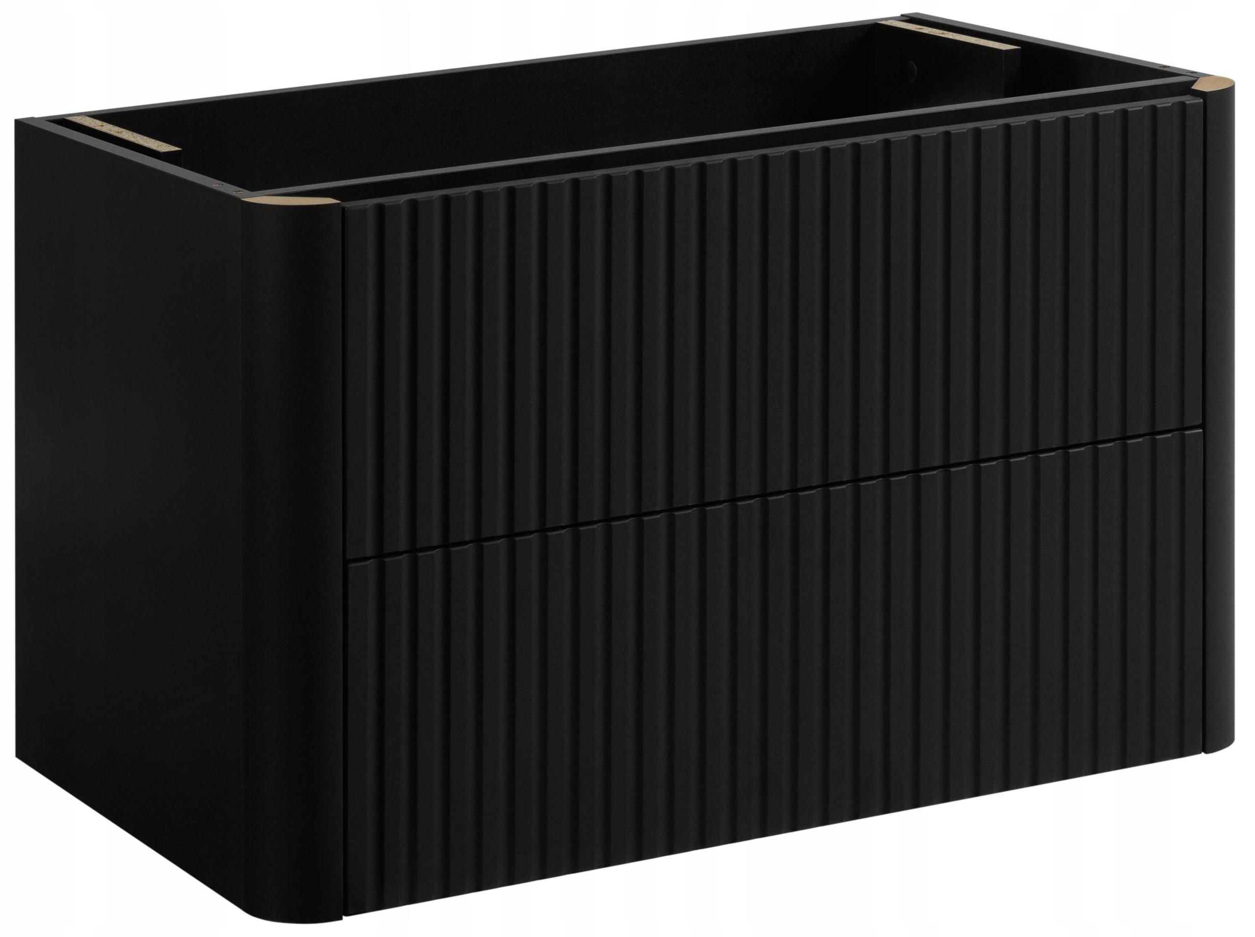 WASCHBECKENUNTERSCHRANK LINEA hängend geriffelt Schwarz matt 80/48/44 cm - Schwarz, Holzwerkstoff (80/48.4/43.7cm) - Rodan
