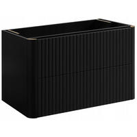 WASCHBECKENUNTERSCHRANK LINEA hängend geriffelt Schwarz matt 80/48/44 cm - Schwarz, Holzwerkstoff (80/48.4/43.7cm) - Rodan
