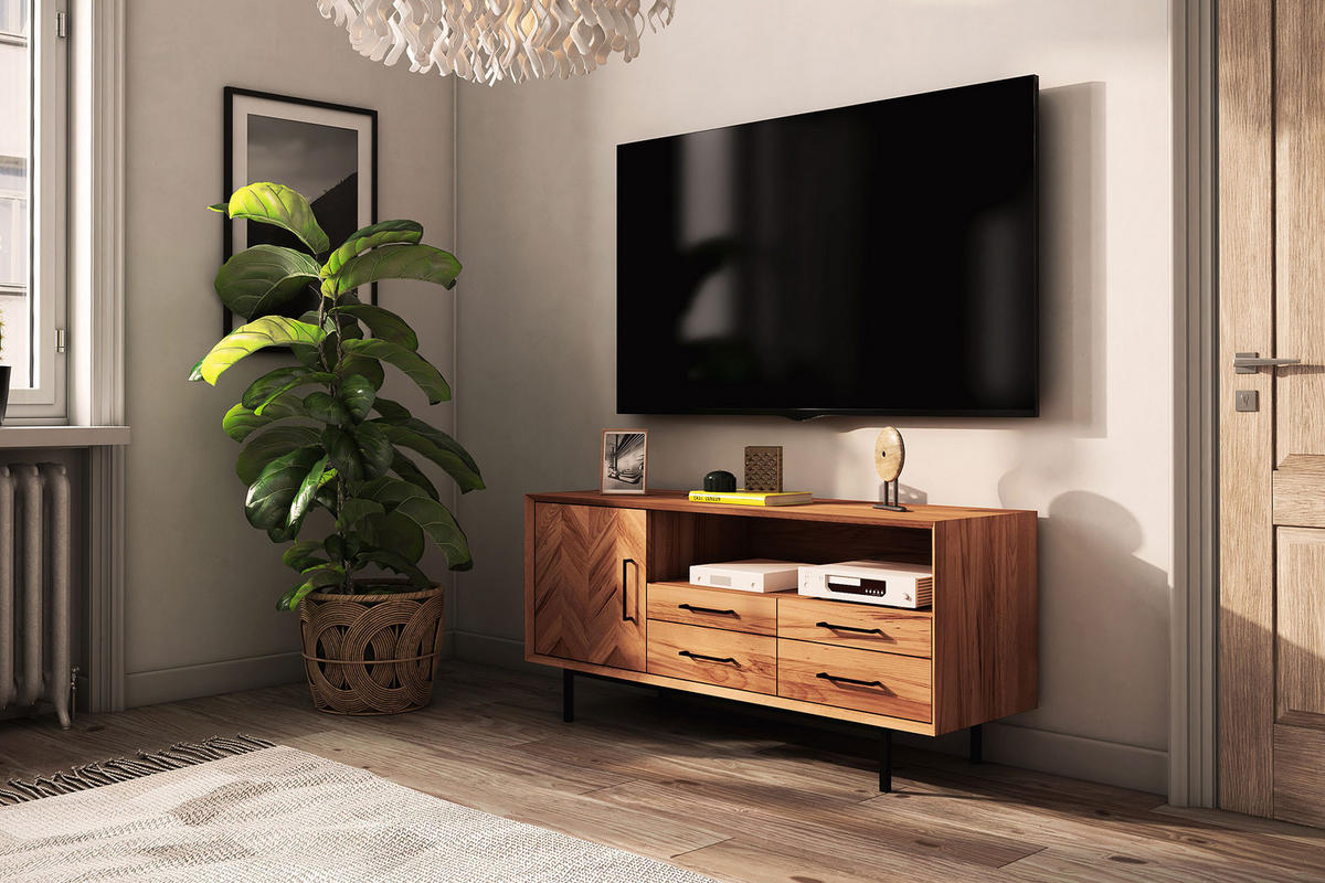 TV-STÄNDER BREIT LEON Kernbuche - Kernbuche, Holz (144/65/45cm) - byoak