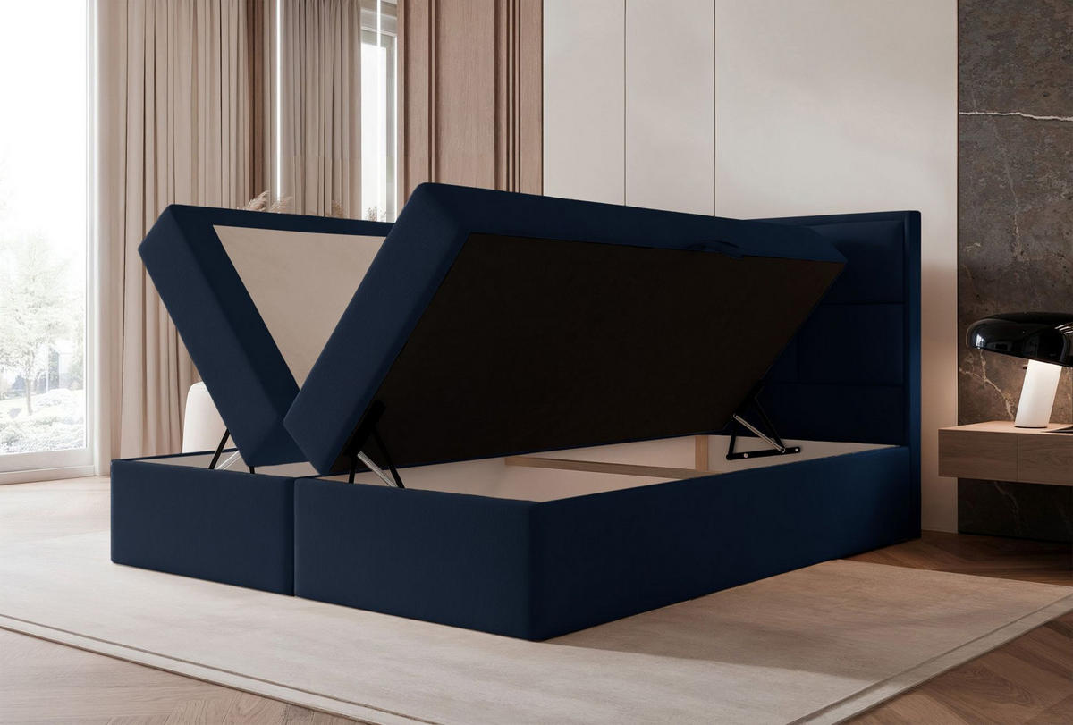 BOXBETT Silensio Marineblau Samt 160x200 cm - Dunkelblau, Textil (160/200cm) - Selsey