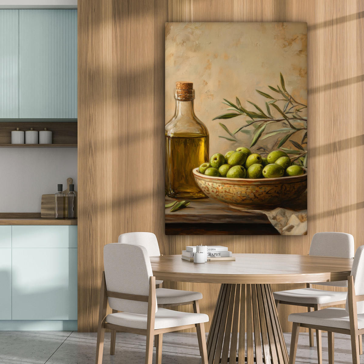 LEINWANDBILD Oliven - Stilleben - Vintage 80x120 cm - Olivgrün, Textil (80/120cm) - MuchoWow