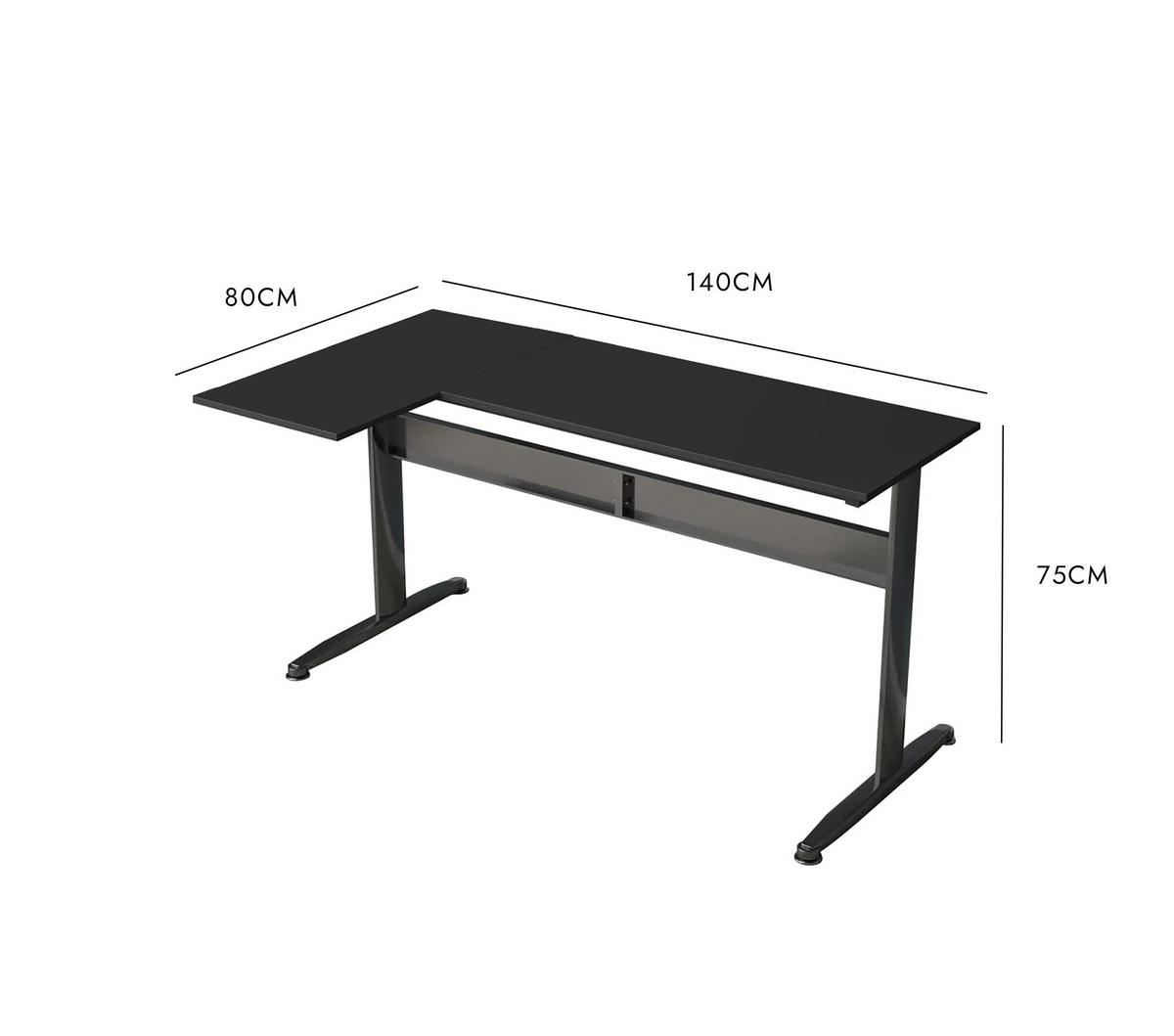 SCHREIBTISCH Schwarz 140/80/75 cm - Schwarz, Holzwerkstoff (140/80/75cm) - DMORA