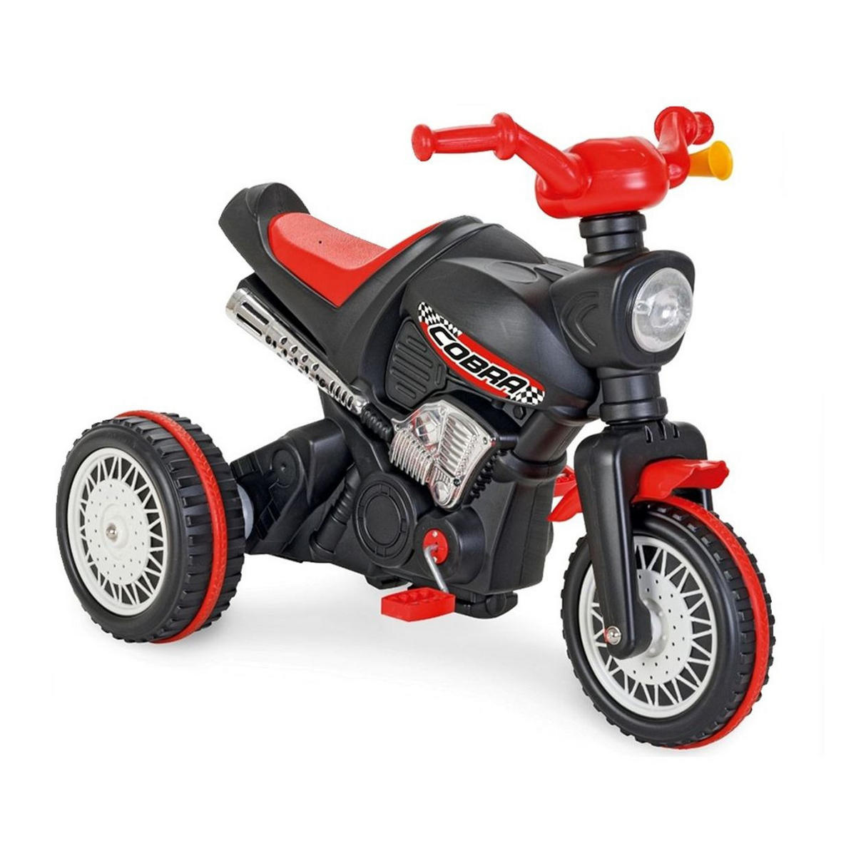 DREIRAD Cobra 07323 schwarz Motorrad-Design, Tröte am Lenker, Pedale, ab 3 Jahre - Schwarz, Kunststoff (92/58/70cm) - Pilsan