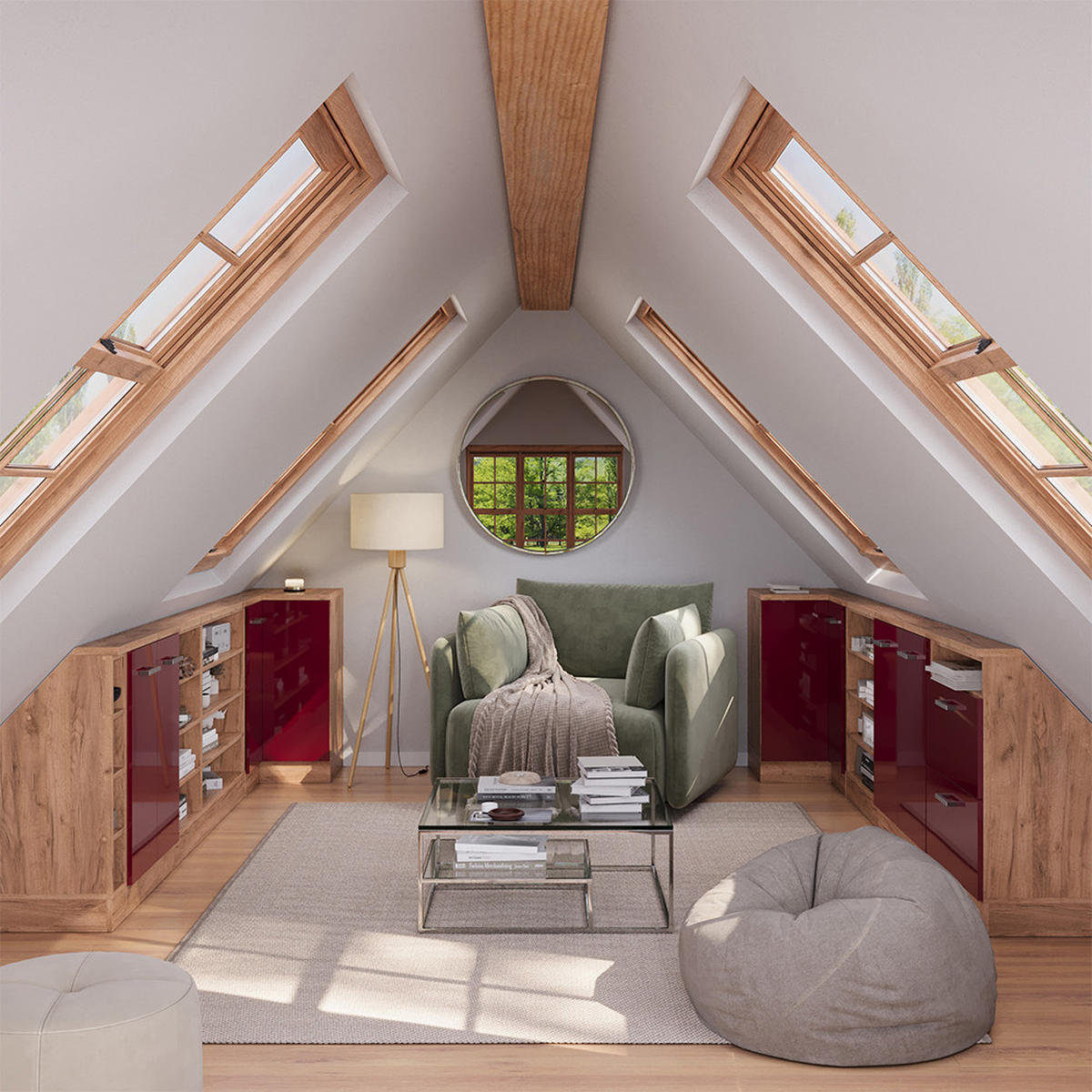 DACHSCHRÄGENSCHRANK ECKSCHRANK Rion Rot Hochglanz/Goldkraft Eiche 75.6 x 81.6 cm mit 1 Tür - Honigeiche/Rot, Holzwerkstoff (75.6/81.6/75.6cm) - Vicco