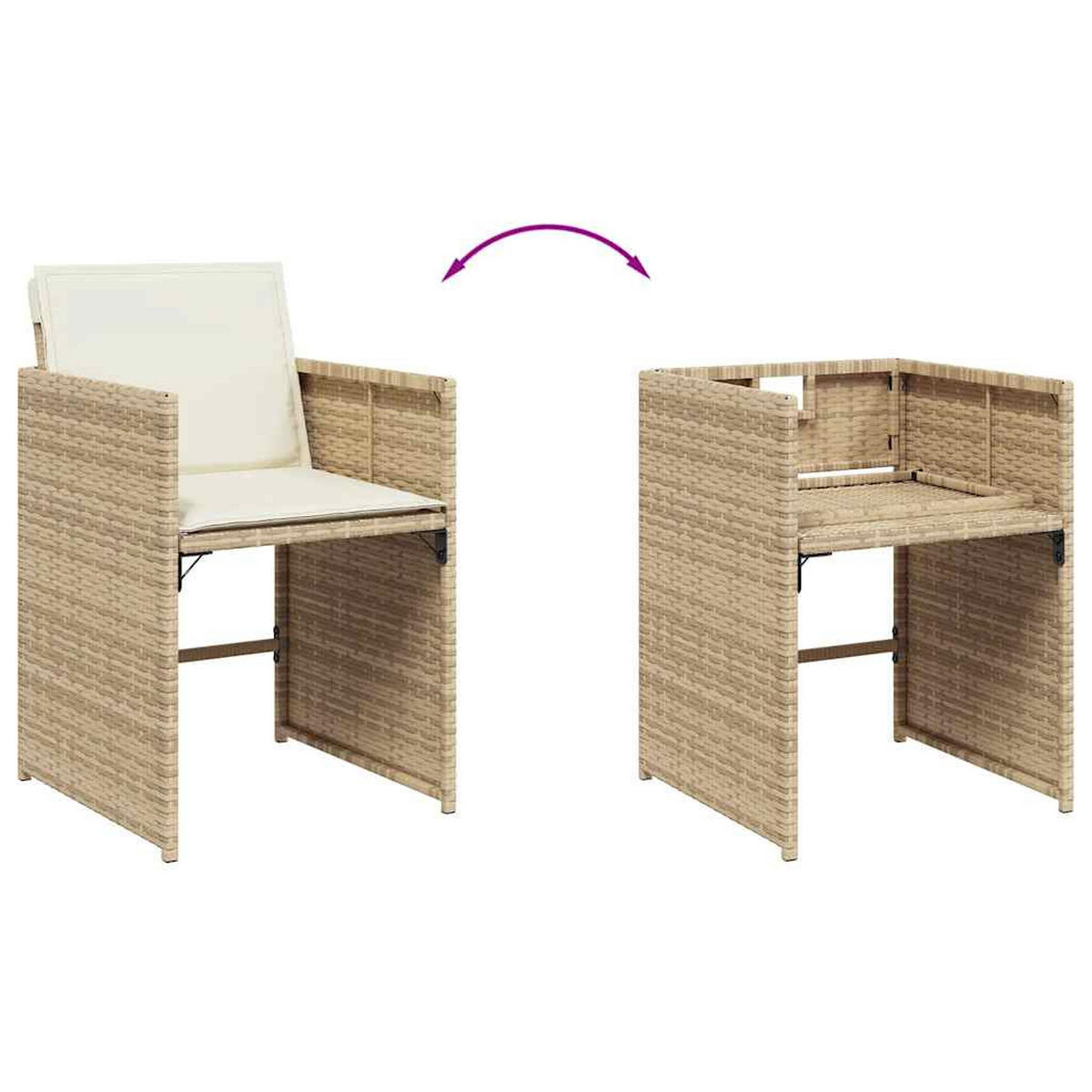GARTEN-ESSGRUPPE 17-TLG. Mit Kissen Beige Poly Rattan - Beige/Creme, Kunststoff - vidaXL