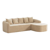 ECKSOFA Chenille Hellkhaki mit Kissen - Hellbraun, Textil (270/172cm) - WISHDOR