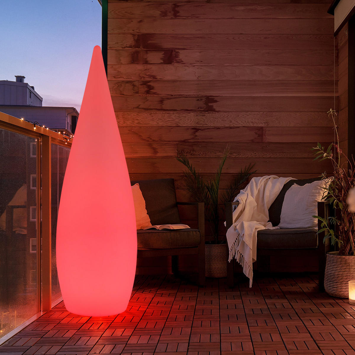 LED AUSSENLEUCHTE VASCON Weiß - Weiß, Kunststoff (24/24/80cm) - Globo Lighting