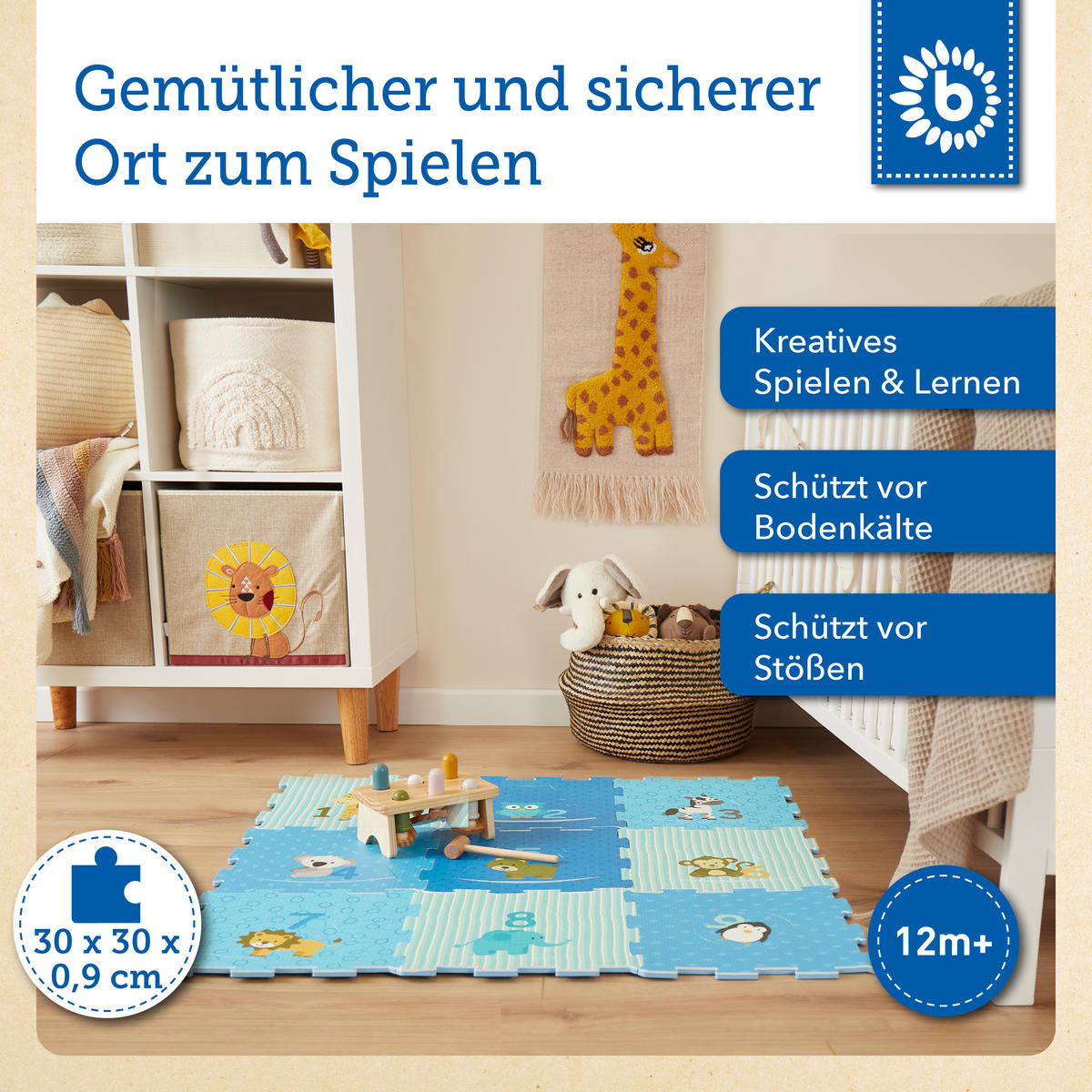 PUZZLEMATTE Tiere für Kinder - Blau, Kunststoff (30/30cm) - Bieco Spielwaren