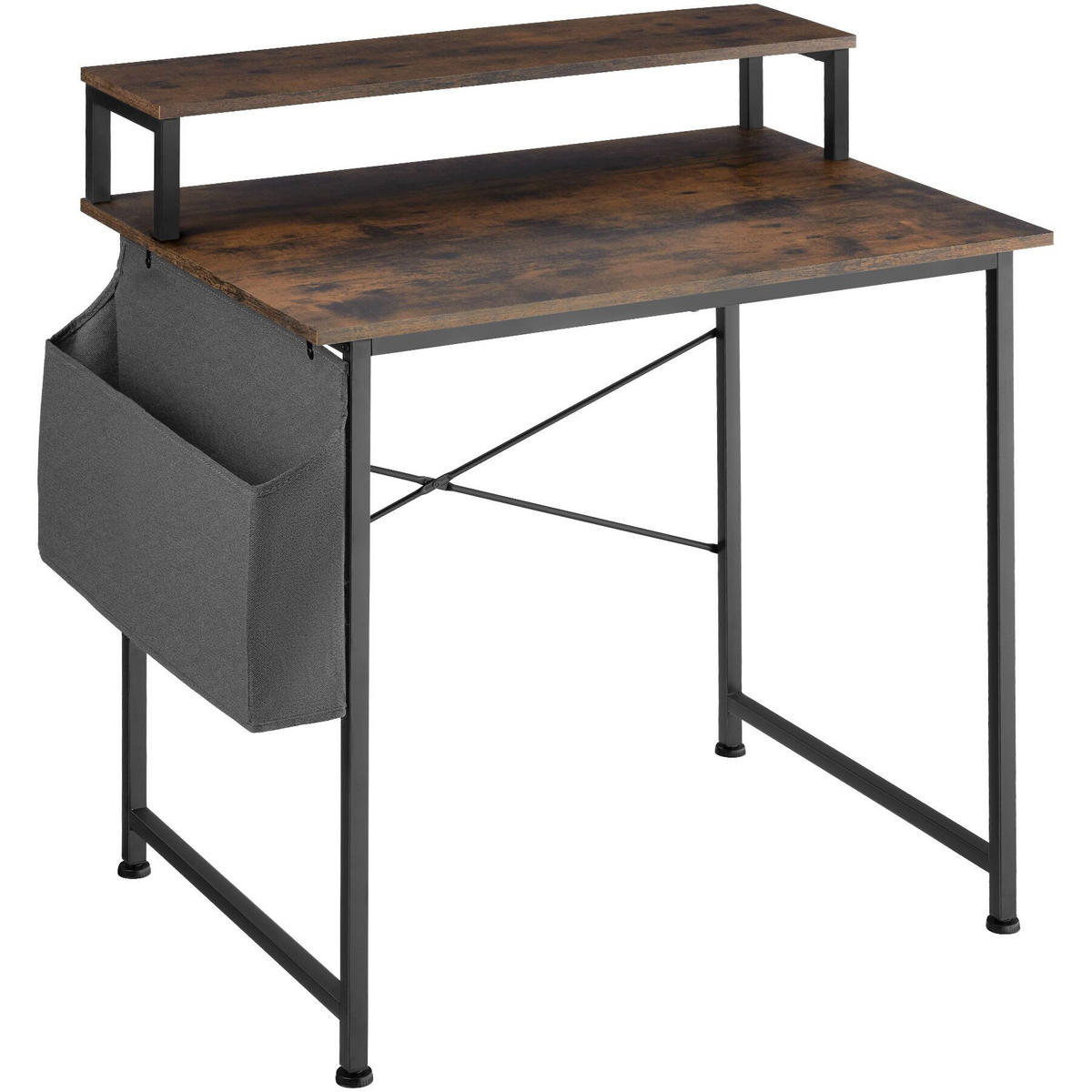SCHREIBTISCH Everett, 80 x 55 x 90 cm, Industrial Holz dunkel, rustikal - Rostfarben, Holzwerkstoff (55/80/90cm) - tectake
