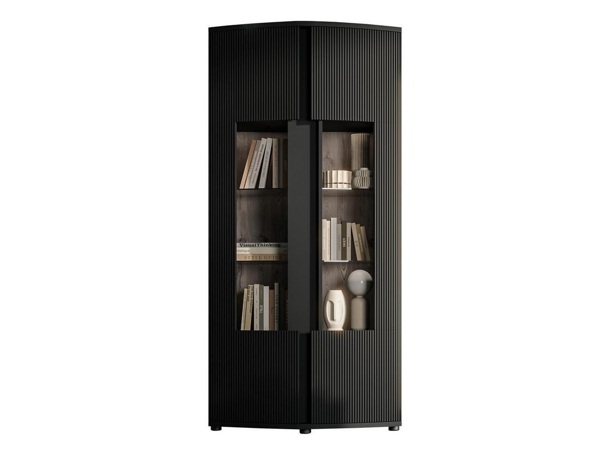 VITRINE Michelle 87 - Schwarz, Holzwerkstoff/Kunststoff (87/180/47cm) - MIRJAN24