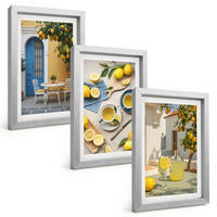 BILDER SET 3er Set - 20x30 cm Silberner Rahmen - Zitronenlimonade blaue Tür - Silberfarben, Kunststoff (20/30cm) - TULUP