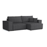 ECKSOFA MATT 255/153 cm rechts in Cord Anthrazit - Anthrazit/Schwarz, Holz/Holzwerkstoff (255/153cm) - Deine Möbel 24