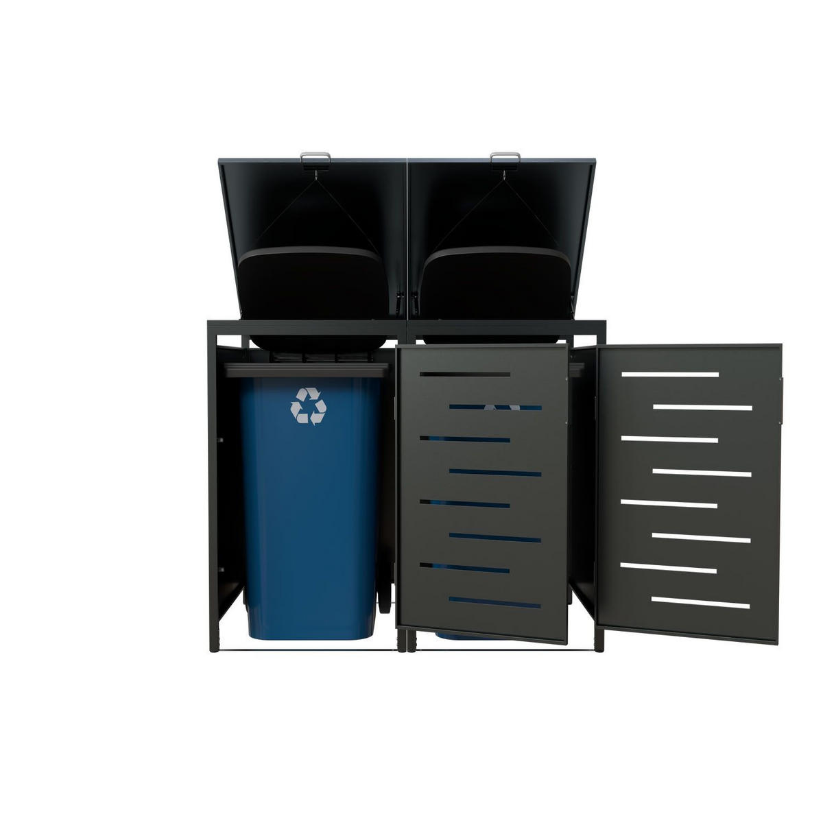 MÜLLTONNENBOX Arel 2er-Set - Anthrazit, Metall (136/120/80cm) - Juskys