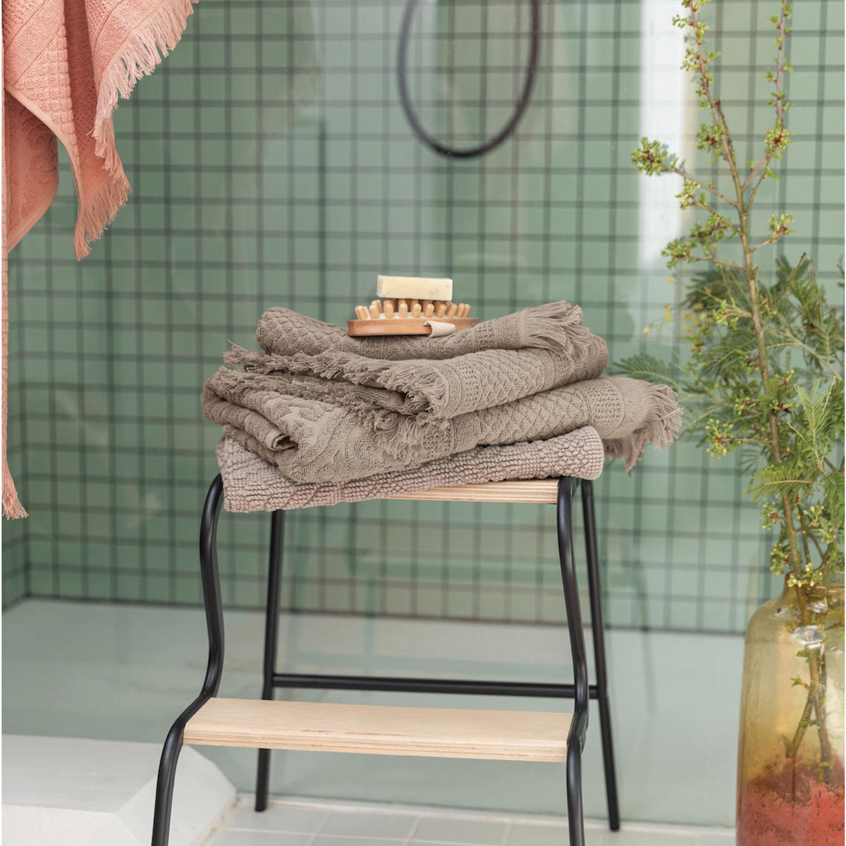 BADEMATTE Enzo chamois 54 x 110 cm - Graubraun, Textil (54/110cm) - Vivaraise