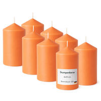 STUMPENKERZEN (8er Pack) Ø6cm x 10cm - Ocker - Dunkelorange, Naturmaterialien (10cm) - HS Candle