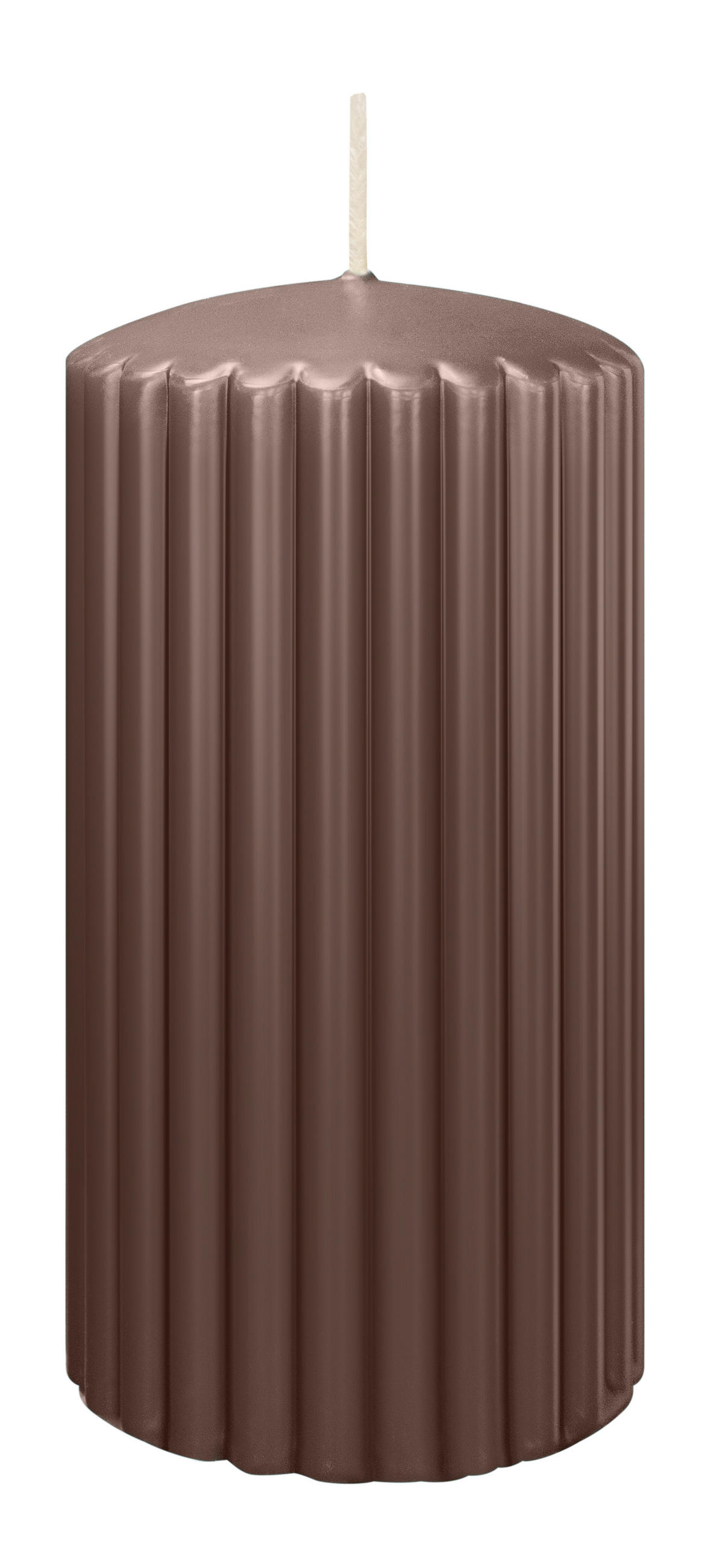 RILLEN KERZEN Taupe 150 x Ø 80 mm, 4 Stück - Taupe, Paraffin (8/15/15cm) - Wiedemann Kerzen