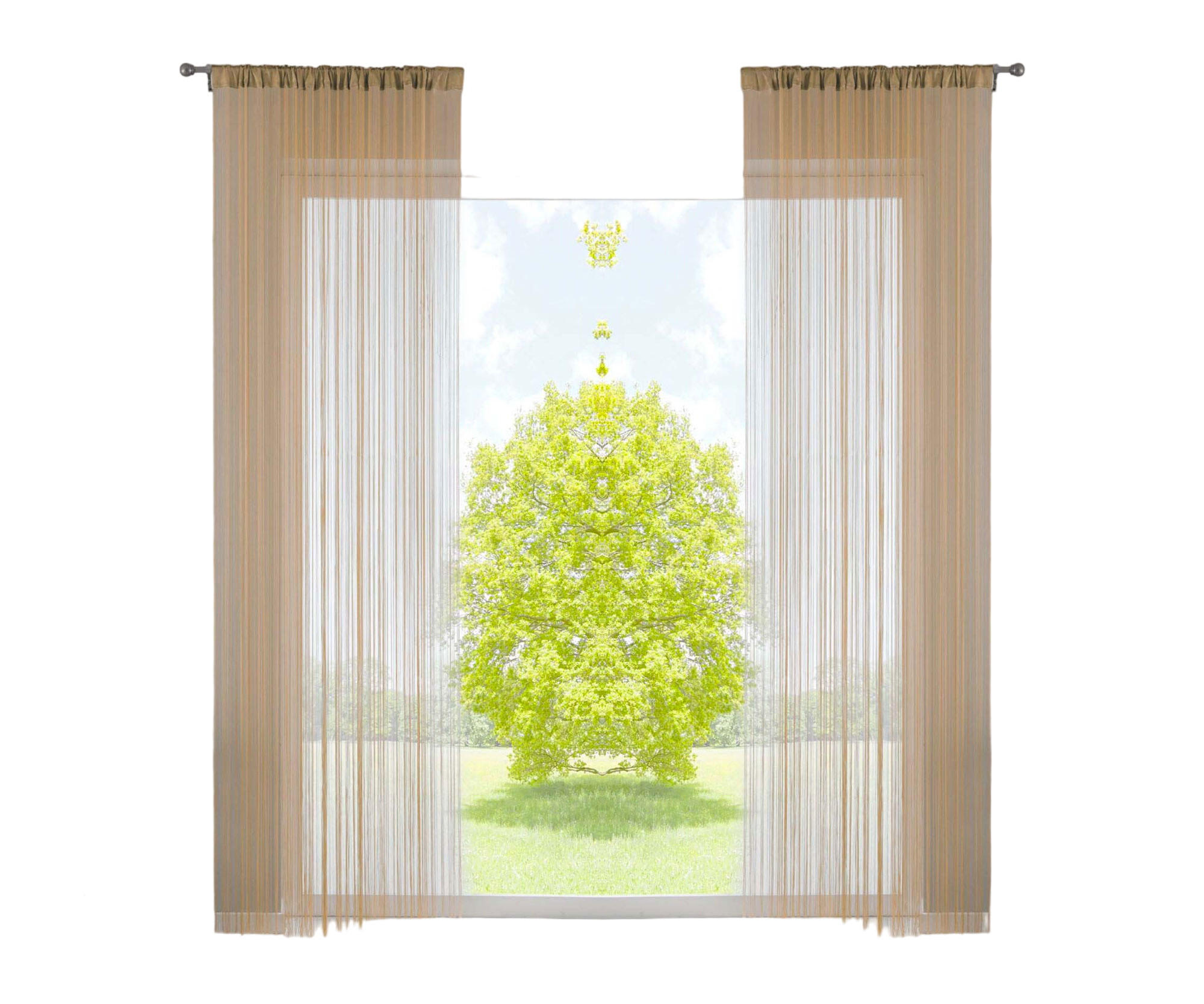 FADENGARDINE 2ER SET HxB 250x140 cm Sand - Sandfarben, Textil (140/250cm) - Gardinenbox