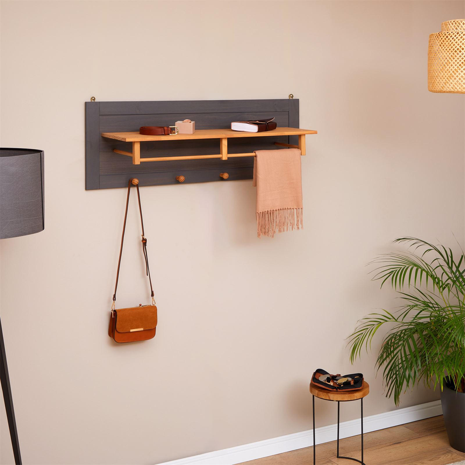 WANDGARDEROBE BOLTON - Anthrazit/Grau, Holz (109/40/27cm) - IDIMEX