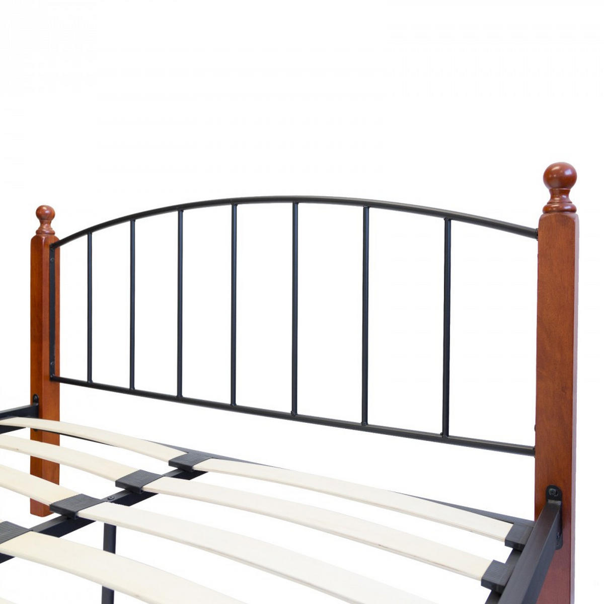 METALLBETT 140/200 cm in Schwarz mit Lattenrost - Schwarz/Braun, Metall (140/200cm) - Homestyle4u
